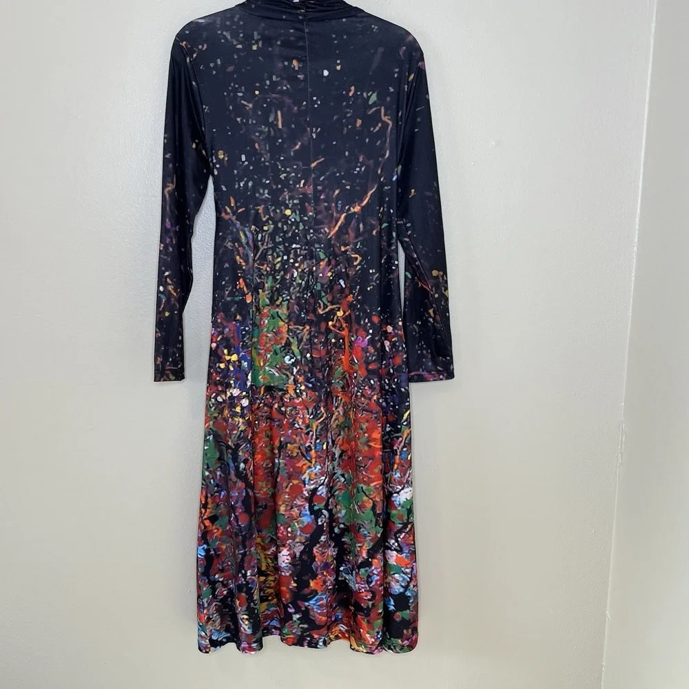 Women's Dress Whimsigoth Art To Wear Abstract‎ Evening Dark Romantic Long Sleeve - Picture 9 of 11